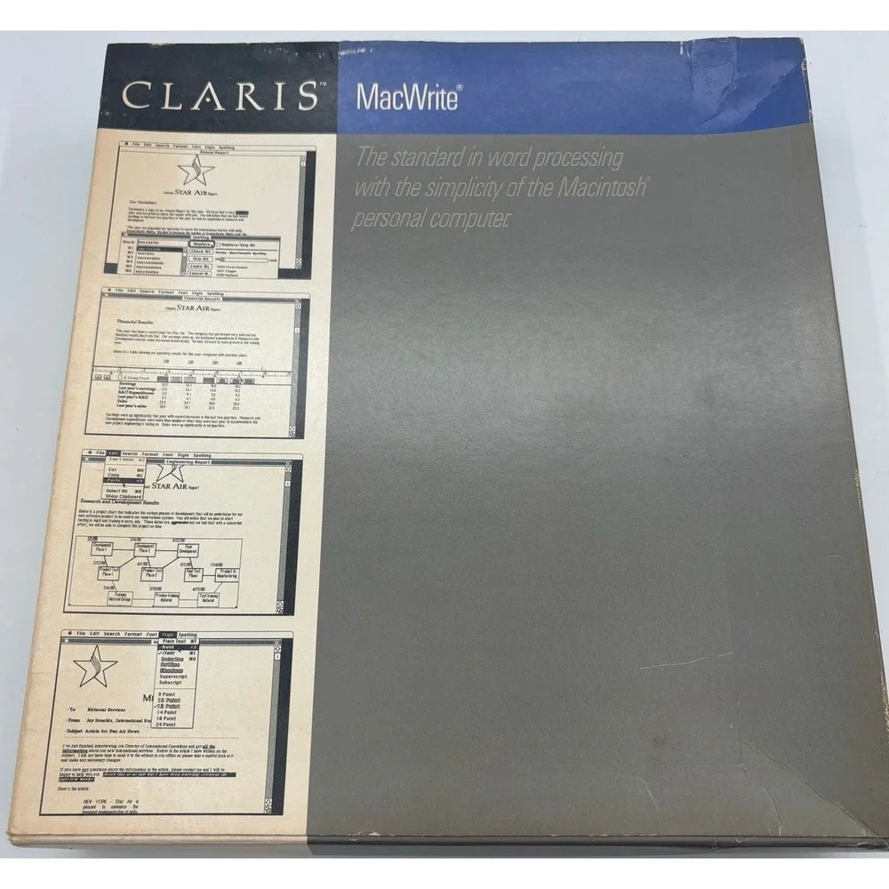 Claris MacWrite‎ 1988 Software with Disks, Manual, Registration Not Tested